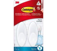 Lot de 2 crochets résistant à l'eau Glacé, COMMAND, blanc 1.3 kg