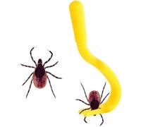 Lot de 2 Crochets Tire Tique Animaux Homme Chien Chat Lapin Cheval Set 2 Ticks Hooks Couleur Jaune