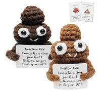 Lot de 2 crottes positives, crochet de soutien émotionnel, cadeau mignon avec carte inspirante, décoration de bureau amusante, pour femmes, hommes, collègues, cadeaux d'anniversaire, de Noël (marron