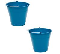 Lot de 2 cubes en caoutchouc bleu de 26 x 22,9 cm avec capacité de 8 litres, avec poignée en métal, pour différentes fonctions, seau de nettoyage, cuve agricole (2 unités/8 litres bleu)