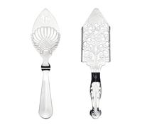 Lot de 2 cuillères à absinthe en acier inoxydable - Style vintage - Avec filtre à glaçons en maille et passoire pour cocktails, thé et café