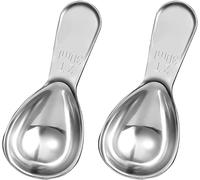 Lot de 2 cuillères à café en acier inoxydable pour thé, sucre, café moulu, grains entiers (argent, 30 ml)