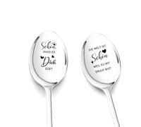 Lot de 2 cuillères à café gravées « Schön dass es Dich gibt » - Cadeau d'anniversaire pour petite amie, maman, grand-mère, enseignant, collègue, cadeau d'anniversaire personnalisé