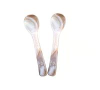 Lot de 2 cuillères à caviar fabriquées à la main - En forme d'écrou - Avec poignée ronde - Pour caviar - 12 cm - Couleur café