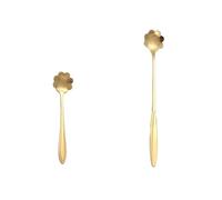 Lot de 2 cuillères à cerise en acier inoxydable avec long manche Cosmos (or) -B (17,5 cm)