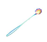Lot de 2 cuillères à cerise en titane à long manche frais et pratique pour un usage domestique - Couleur magique cosmos à long manche