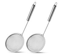 Lot De 2 Cuillères à écumoire En Acier Inoxydable, Passoire Alimentaire à Mailles Fines Pour Graisse, Sauce Et Mousse, Louche D'écumoire De Cuisson Plate En Métal Avec Poignée(L)