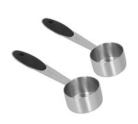 Lot de 2 cuillères à mesurer à café, 1/8 tasse, 30 ml, en acier inoxydable, avec poignée confortable, cuillère à soupe, petite cuillère pour grains de café, lait en poudre, thé