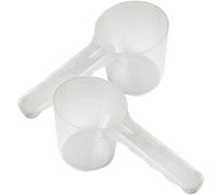 Lot de 2 cuillères à mesurer de 100 ml pour nourriture pour animaux domestiques - Cuillères à mesurer en plastique à long manche - Cuillère à mesurer pour lessive