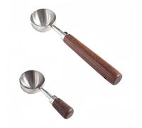 Lot de 2 cuillères à mesurer de 30 ml pour marc de café avec poignées longues et courtes avec design en acier résistant à la rouille (argenté)