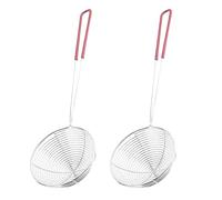 Lot de 2 cuillères à mousse, passoire Spider Skimmer, cuillère à spätzle, louche à mousse en acier inoxydable, louche en maille avec long manche et trou de suspension pour cuisiner et frire, filtre
