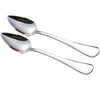 Lot de 2 cuillères à pamplemousse en acier inoxydable avec bord dentelé, pour fruits, dessert, fromage, légumes, outil de cuisine avec revêtement anti-adhésif (argenté)