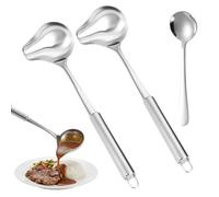 Lot de 2 cuillères à sauce - 1 cuillère auxiliaire - Louche à sauce - En acier inoxydable - Petite louche à sauce - Avec bec verseur - Pour sauces à soupe, sauces à rôti, ustensiles de cuisine