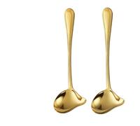 Lot de 2 cuillères à soupe à long manche en acier inoxydable en forme de bec de canard avec bec verseur (2 pièces dorées)