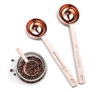 Lot de 2 cuillères à soupe de 30 ml, 15 ml en acier inoxydable poli miroir, cuillères à café, cuillères à soupe à long manche, adaptées pour moudre le café, la poudre (or rose, 15 ml + 30 ml)