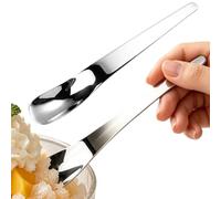 Lot de 2 cuillères à thé glacées ergonomiques à long manche en acier | Cuillère à dessert à long manche pour café, cuisine, boulanger, baristas, préparation, sucre, thé, yaourt, crème