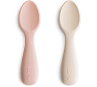 Mushie Cuillères De Démarrage en Silicone | Lot De 2 Cuillères Pour Tout-Petits | Pour Bébé Pour Apprendre à Manger Seul | Lavable au Lave-Vaisselle | Blush/Shifting Sand