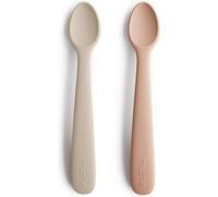 Mushie – Lot de 2 cuillères en silicone sans BPA – Blush/Shifting Sand
