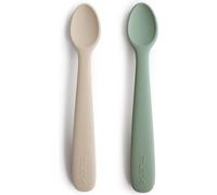 Lot de 2 cuillères bébé en silicone - Cambridge Blue / Beige Sand