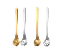 Lot de 2 cuillères créatives en acier inoxydable et titane pour chat - Personnalité fraîche et exquise - Couleur primaire