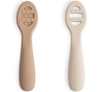 Mushie Cuillères d'apprentissage First Feeding en silicone - Lot de 2, Natural/Shifting Sand, 6m+