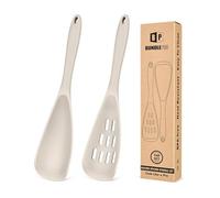 Lot de 2 cuillères de cuisine anti-adhésives - Spatule multifonction sans BPA - Design monobloc - Convient pour ramasser, gratter, servir et mélanger - Kaki