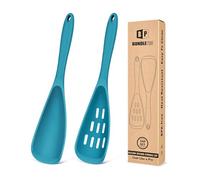 Lot de 2 cuillères de cuisine anti-adhésives - Spatule multifonction sans BPA - Design monobloc - Convient pour ramasser, gratter, servir et mélanger - Bleu