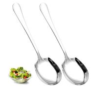 Lot de 2 cuillères de service, grandes cuillères à dessert, cuillères à sauce, cuillères à salade longues avec longues poignées, cuillères à soupe en acier inoxydable, couverts de table, cuillère de