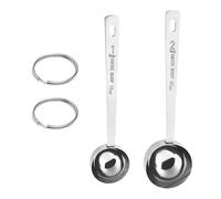 Lot de 2 Cuillères Doseuses à Café en Acier Inoxydable - Porte-clés, Long Manche, Tête Ronde - Cuillères à Mesurer de Cuisine