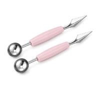 Lot de 2 cuillères rondes en acier inoxydable pour couper les fruits et les pastèques (rose)