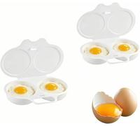 Lot de 2 cuiseurs à œufs pour micro-ondes, cuiseur à œufs pochés et omelettes, cuiseur à œufs pratique, idéal pour le petit déjeuner rapide et les petites cuisines
