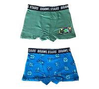 Lot de 2 culottes Boxer Brawl Stars Slip Bébé Élastique Pack de 2 - Vert Bleu (6 ans - 116 cm), Multicolore.