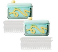 Lot de 2 cure-dents de voyage avec étui de rangement, support automatique de fil dentaire avec 20 cure-dents, distributeur de cure-dents portable rechargeable pour la maison, le restaurant, les soins