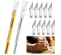 Lot de 2 cutters pour la découpe d'œuvres d'art, scalpel avec 10 lames de rechange, couteau de bricolage, couteau de bricolage, couteau de sculpture, Sculpture