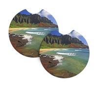Lot De 2 De Verre Universels Plage De Kauai, Hawaï Porte Gobelet Isole Stable sous Bocks, pour Tasses À Café, Tous Les Véhicules, Camion, 6.9cm
