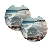 Lot De 2 De Verre Universels Plage Porte-Gobelet pour Boissons Antidérapants Absorbant Café De Verre, pour Tous Les Véhicules, Camion, Tasses À Café, 6.9cm