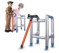 Lot de 2 déambulateurs gonflables, canne de marche gonflable, déambulateur gonflable, pas facile à casser pour 60 ans, accessoire de costume amusant pour grand-père, grand-mère, carnaval, retraite