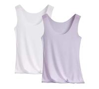 Lot de 2 débardeurs d'été respirants sans coutures pour femme - Sous-vêtements basiques sans manches - Grandes tailles - T-shirt fonctionnel pour le yoga, le sport et la vie quotidienne, Blanc3, L