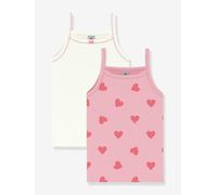 Petit Bateau Lot de débardeurs Enfant en Coton imprimé cœurs