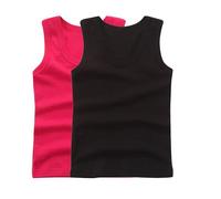 Lot de 2 Débardeurs Fille Coton sous-Vêtements T-Shirt Couleur Unie Cami Gilets Chemises pour Enfants Camis Tantop Hauts D'Été Tops Décontractée Tee Shirt Garçon Débardeur Noir + Rose Vif 5-6 Ans