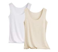 Lot De 2 DéBardeurs Longs pour Femme, Haut De Sport, Ample, Fin, Couleur Unie, sans Manches, Pyjama, VêTements D'éTé, VêTements De Sport, Basiques, Pyjama Ample à Col en U