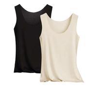 Lot de 2 débardeurs pour femme en satin de soie - Chemise d'été extensible décontractée super douce - Pour femmes et filles - Grande taille - Couleur unie - Tunique sans manches, Z012Beige, 3XL