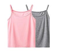 Lot De 2 Débardeurs pour Fille À Bretelles Coupe Régulière Style Polyvalent pour Petit Enfant Adapté À Été Et Quotidien Vetement Fille Tee Shirt Enfant (Light Ashy, 5-6 Years)