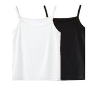 Lot De 2 Débardeurs pour Fille À Bretelles Coupe Régulière Style Polyvalent pour Petit Enfant Adapté À Été Et Quotidien Vetement Fille Tee Shirt Enfant (Navy, 11-12 Years)