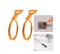 Lot de 2 déboucheurs en spirale réutilisables de 50 cm, crochets de nettoyage pour baignoires, drains, lavabos et tuyaux d'évacuation (orange)