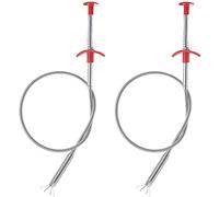 Lot de 2 déboucheurs Flexibles et Solides, 60 cm, déboucheur d'évier, évier de vidange, Pince à Ressort, Outil d'épilation pour évier de Cuisine, Salle de Bain, Baignoire, Toilettes (Gris)