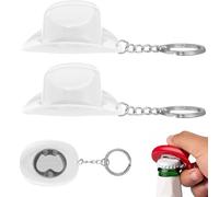 Lot de 2 décapsuleurs en forme de chapeau de cowboy en métal de style occidental avec porte-clés, design léger et portable pour bière et soda, idéal pour la maison, le bar, l'extérieur et offrir