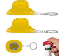 Lot de 2 décapsuleurs en forme de chapeau de cowboy en métal de style occidental avec porte-clés, design léger et portable pour bière et soda, idéal pour un bar à la maison, une utilisation en