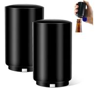 Lot de 2 décapsuleurs magnétiques automatiques en acier inoxydable | Décapsuleur automatique en acier inoxydable pour ouvrir les bouteilles de vin, bière, soda, noir mat