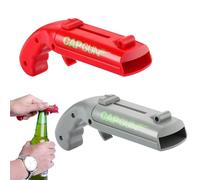 Lot de 2 décapsuleurs pistolet, décapsuleur amusant, décapsuleur amusant, pistolet à capsules, pistolet, décapsuleur pour une utilisation à la maison, dans le bar ou lors de fêtes (gris, rouge)